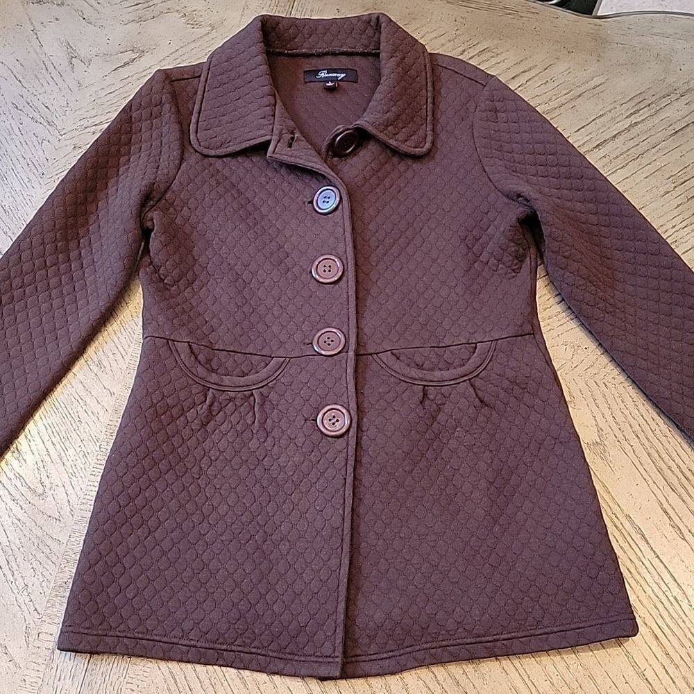 Cute brown cozy pea jacket size L Runway